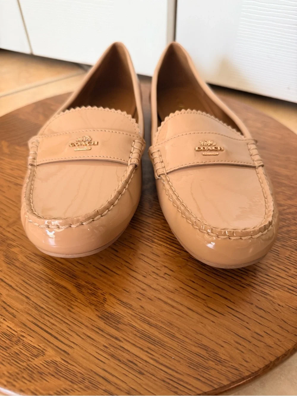 Coach Women's Patent Penny Loafers in Blush Beige